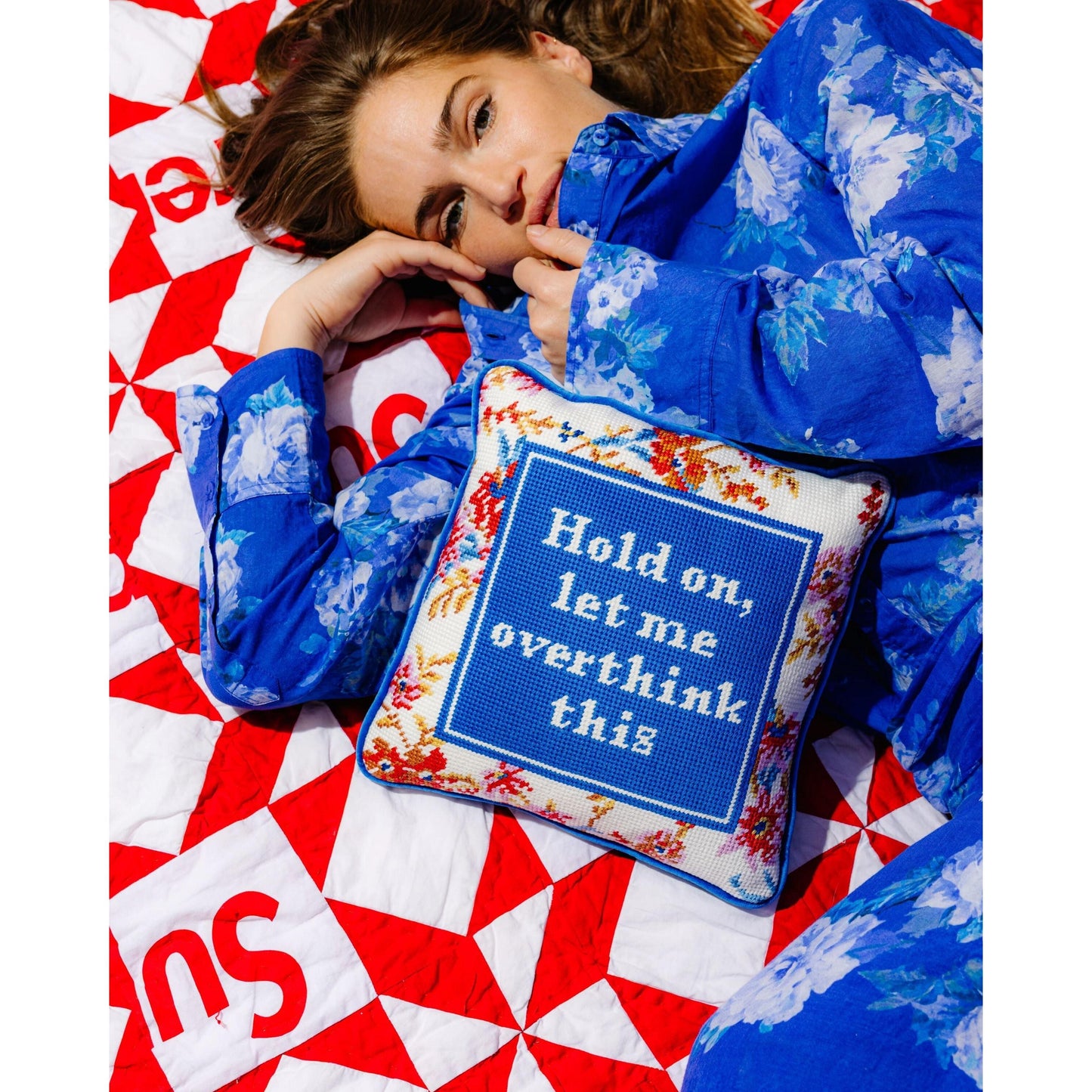 Overthink Needlepoint Pillow