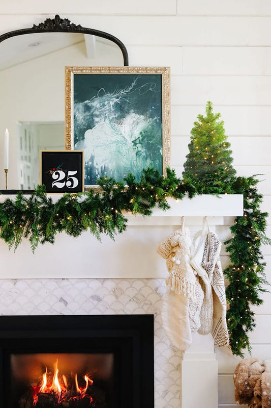 24" Pre-lit Tabletop Ombre Green Christmas Tree with Plastic Stand