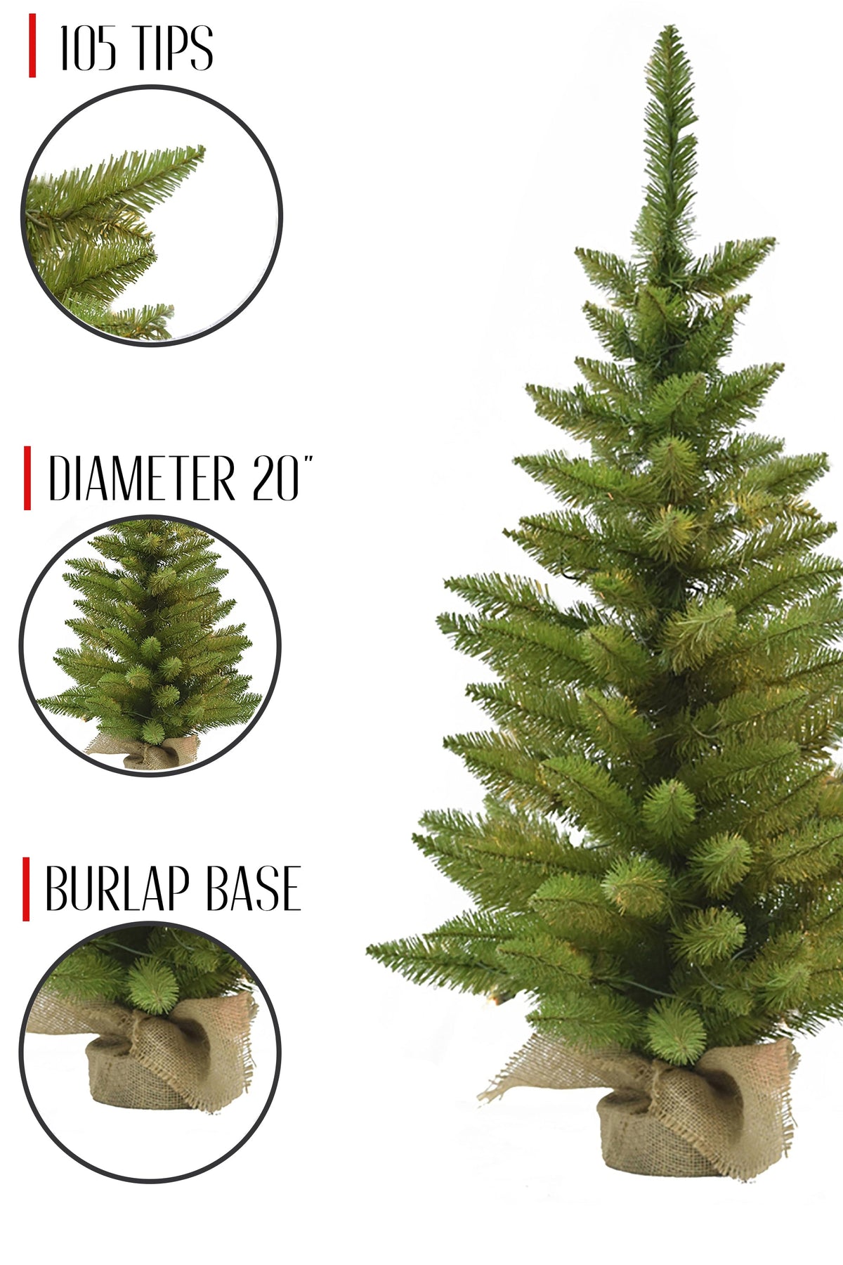 3' Tabletop Christmas Tree with Burlap Base
