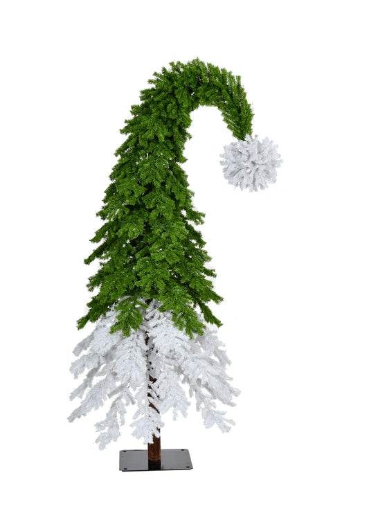 9' GREEN+WHITE TREE, 1992 TIPS, METAL STAND, DIA 44"