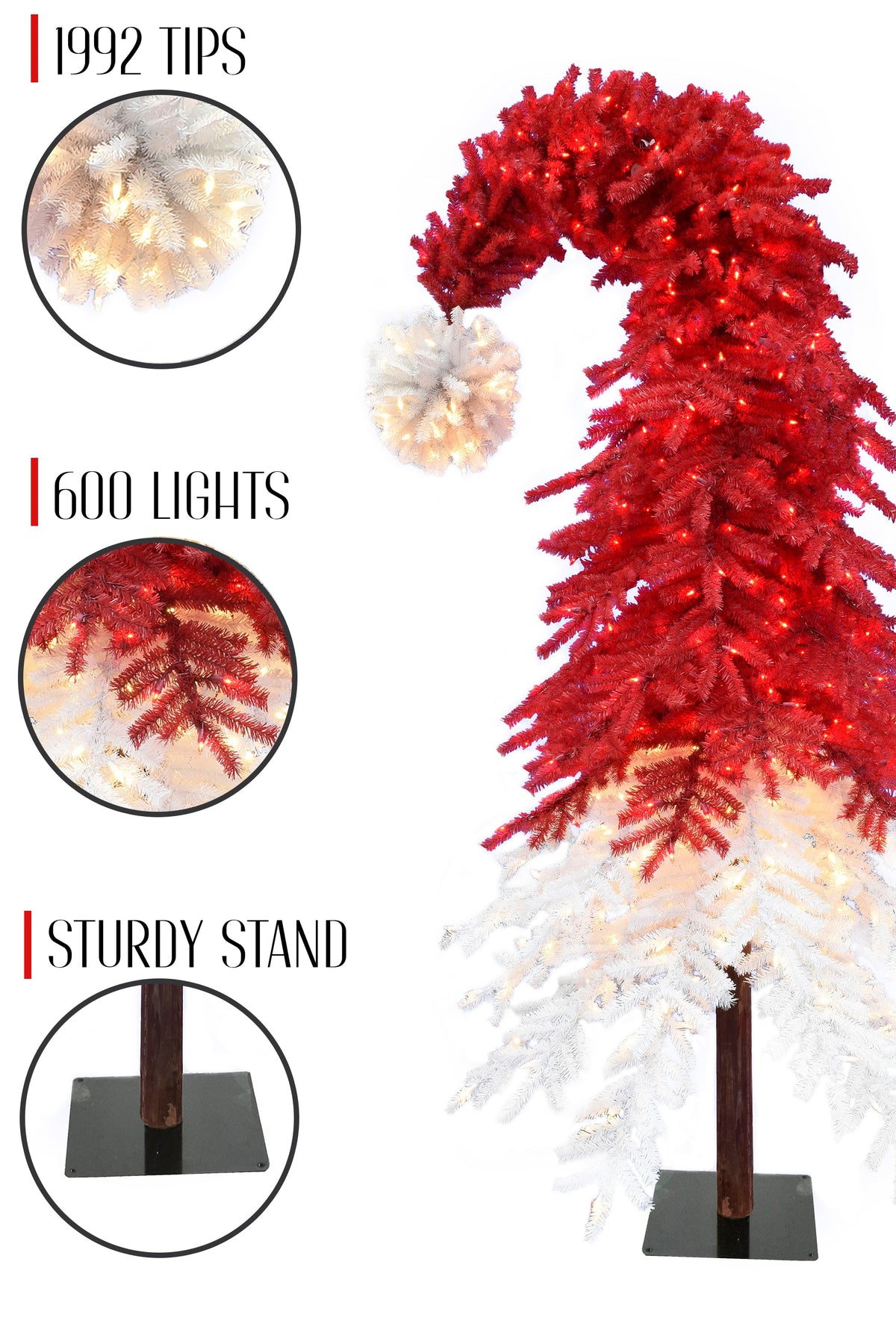 a red and white christmas tree