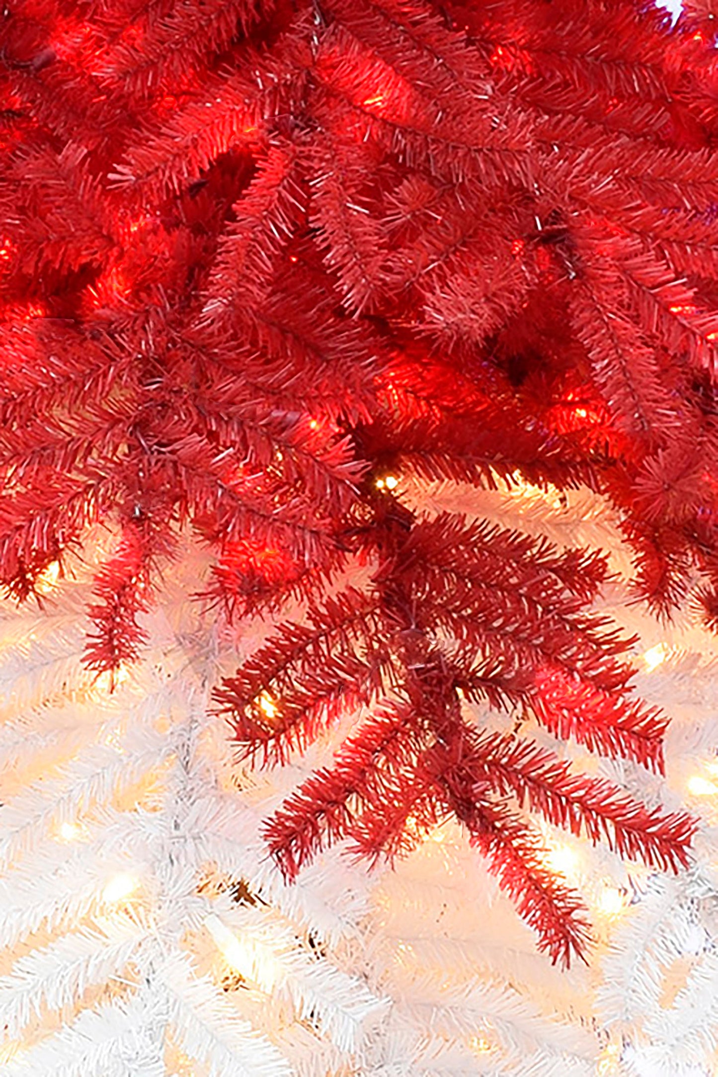 9ft Bendable Two Tone Red White Christmas Tree with Detachable Hanging Aspen Fir Ball