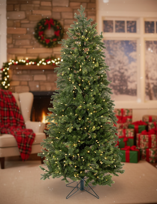 Prelit Slim Balsam Christmas Tree with Warm White Lights