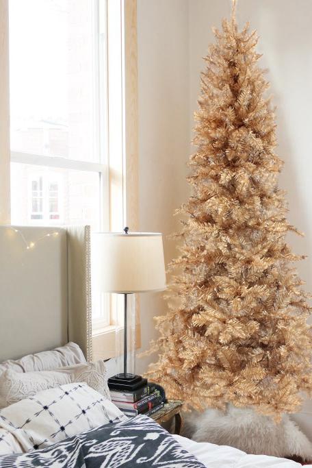 Rose Gold Slim Christmas Tree Unlit with Metal Stand