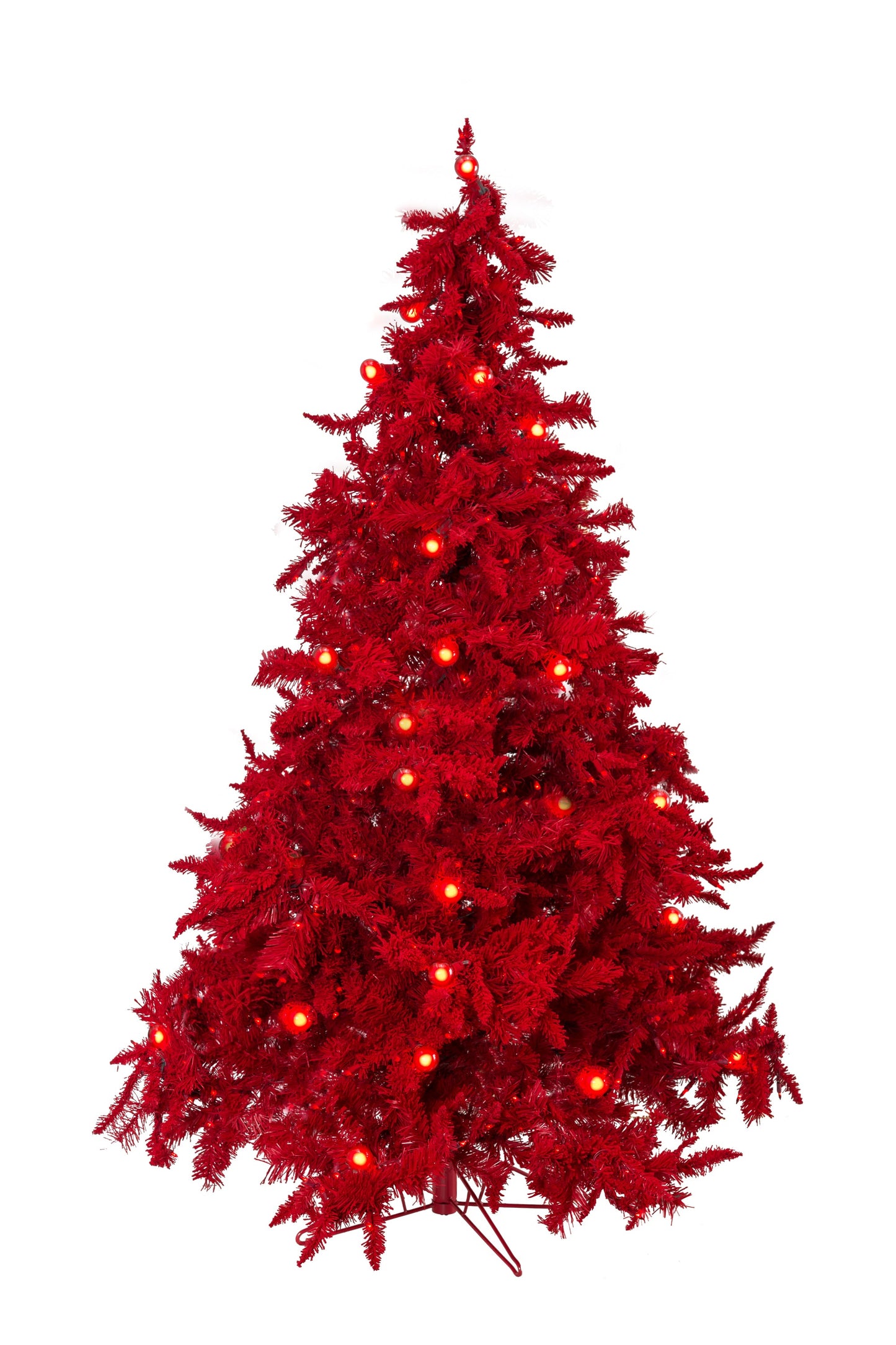 Pre-Lit Ruby Red Christmas Tree with Dual LED Lights – Luxury Artificial Holiday Tree