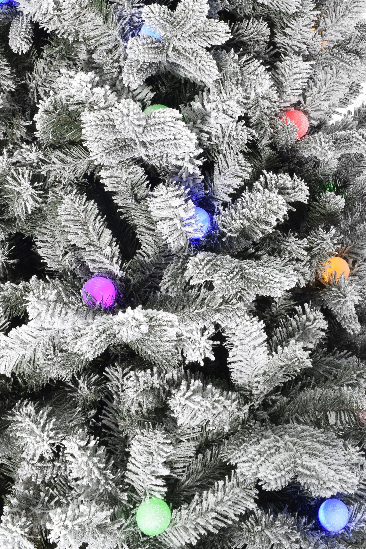 Pre-lit Large Bulb Snow Flocked Grand Noble Fir with Metal Stand - Instant Connect Feature