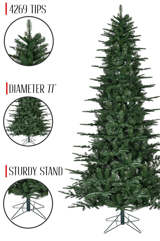 11ft Unlit Green Aspen Fir Christmas Tree - 4269 Tips 77" Diameter with Stand