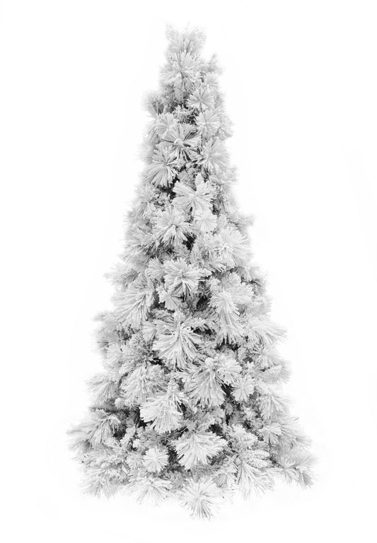 7.5' Slim Snow Flocked Atka Christmas Tree with Metal Stand and Instant Connect