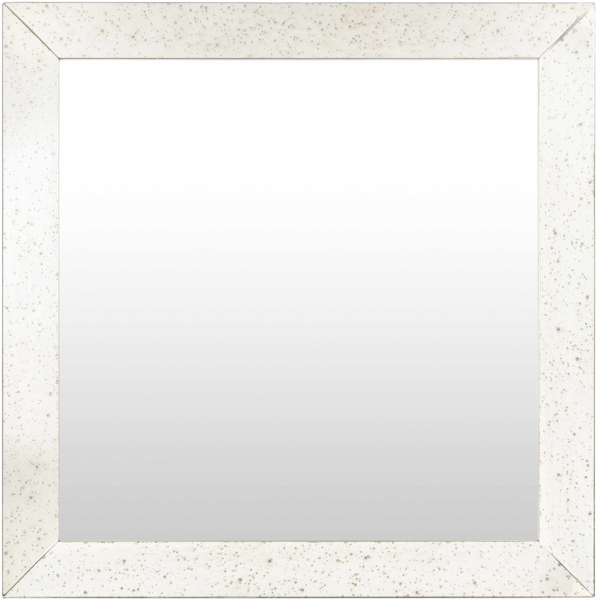 a white square mirror with a white border
