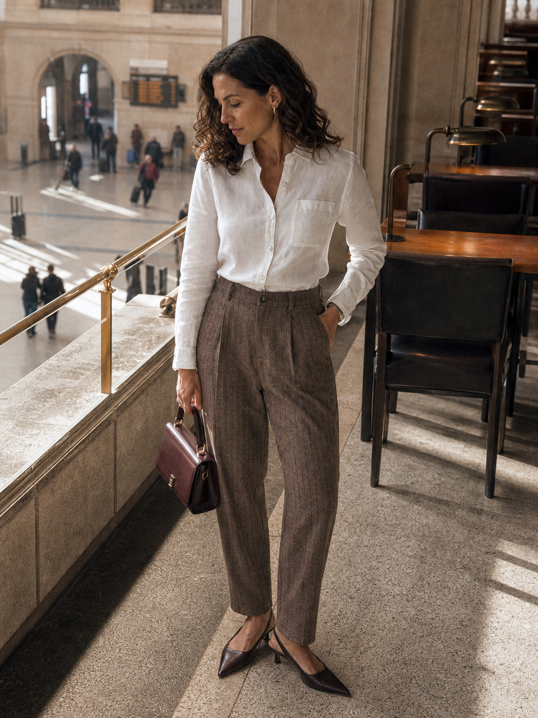 Wool Striped Tapered Tailored Trousers CASSIOPEIA