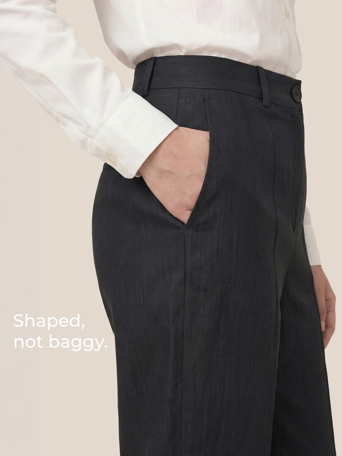 Linen Tailored Straight Cropped Pants LOGAN