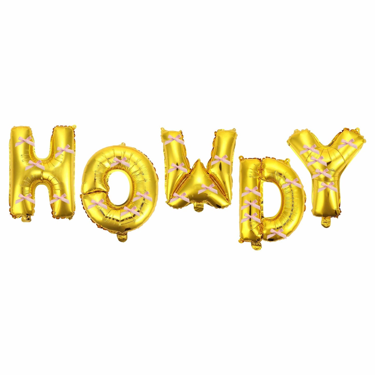 Howdy Darling Gold Balloon Banner with Pink Bows