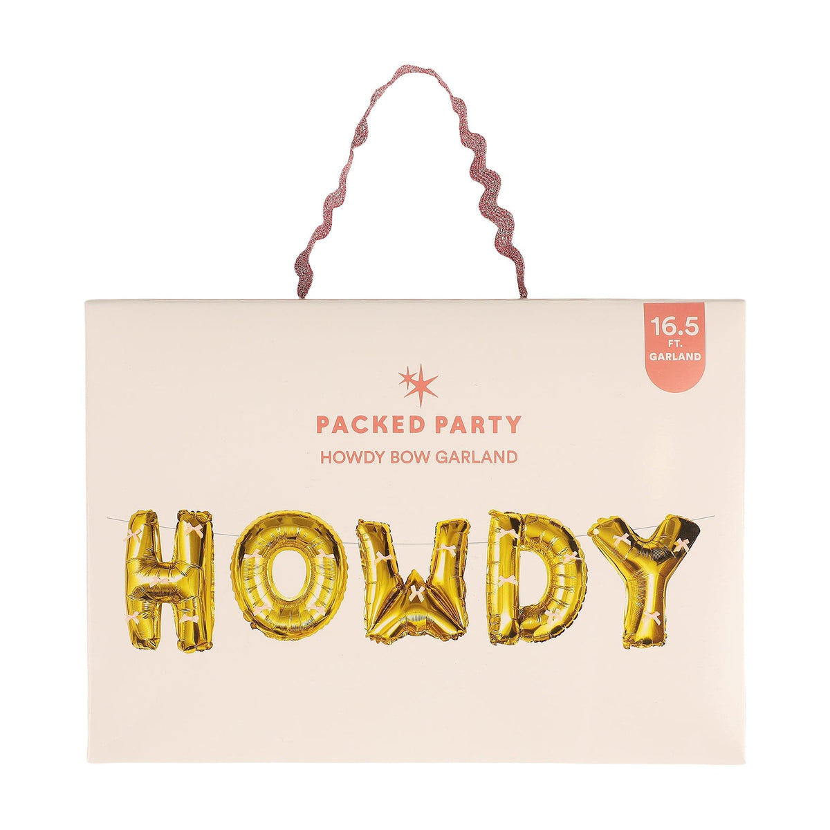 Howdy Darling Gold Balloon Banner with Pink Bows