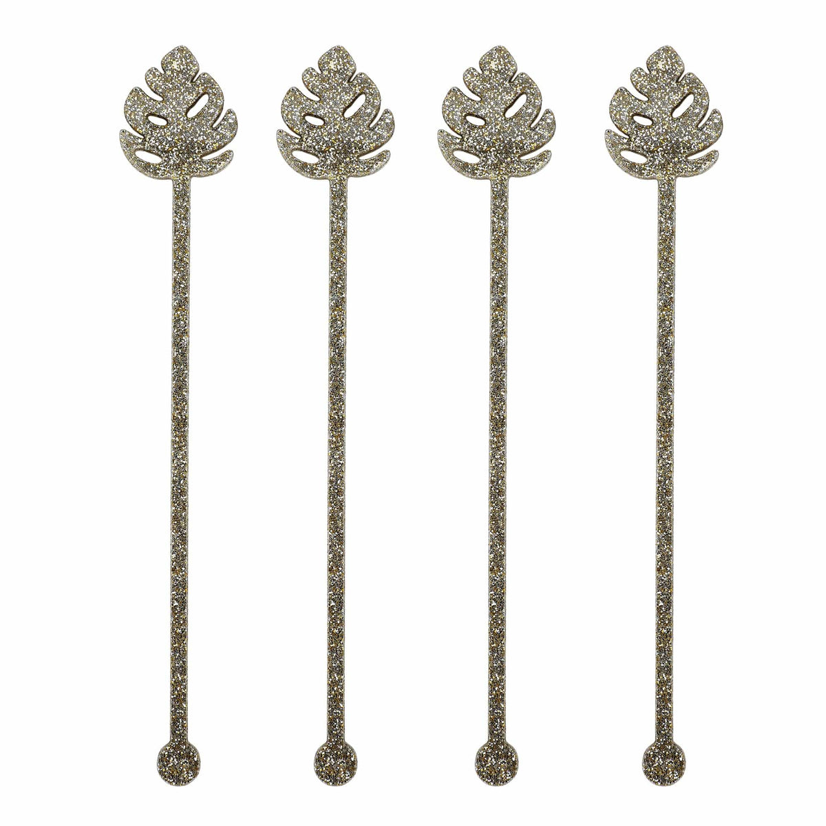 Palm Leaf Glitter Acrylic Drink Stirrers (4 ct)