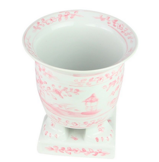 Pink Footed Village Scene Planter