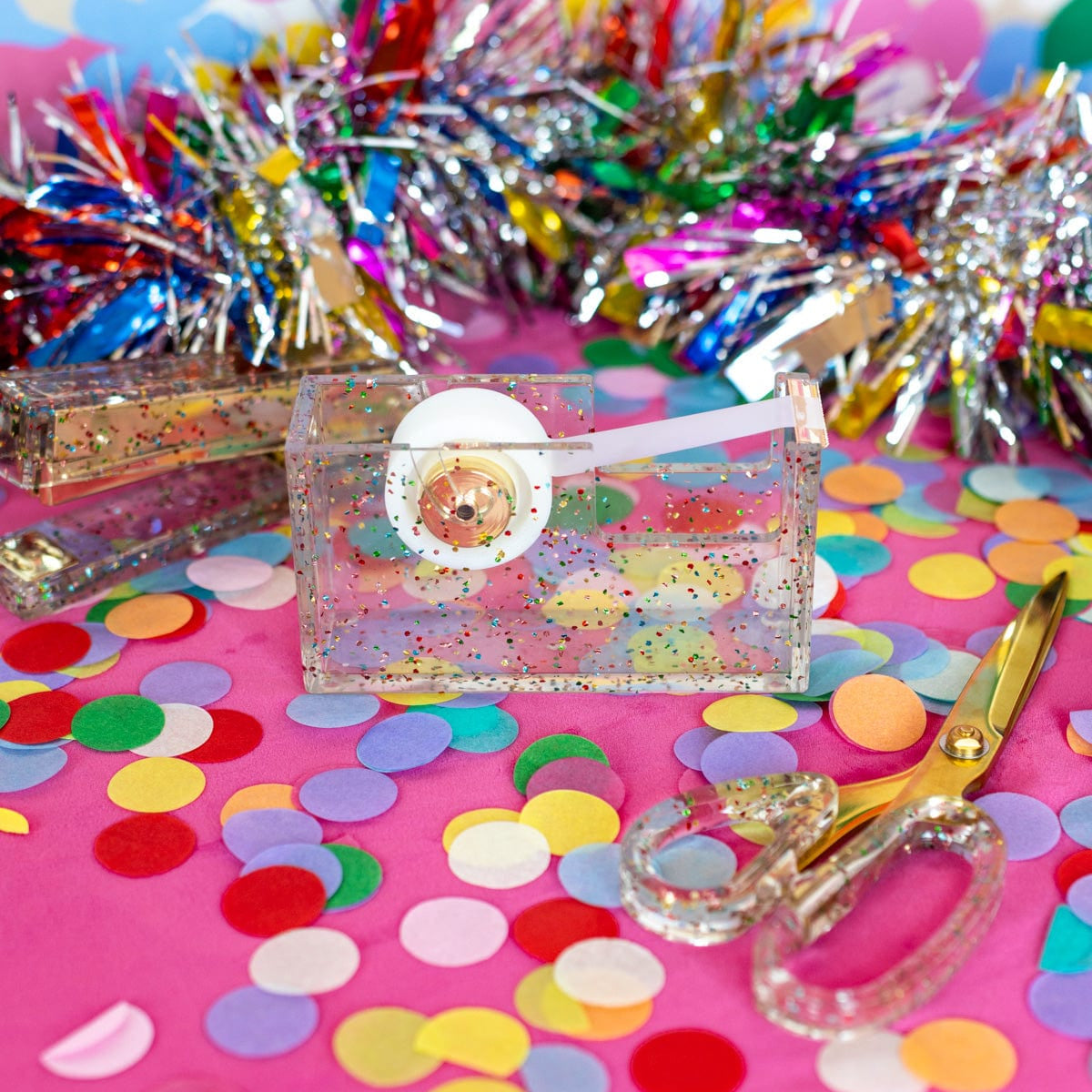 Confetti Injected Acrylic Tape Dispenser