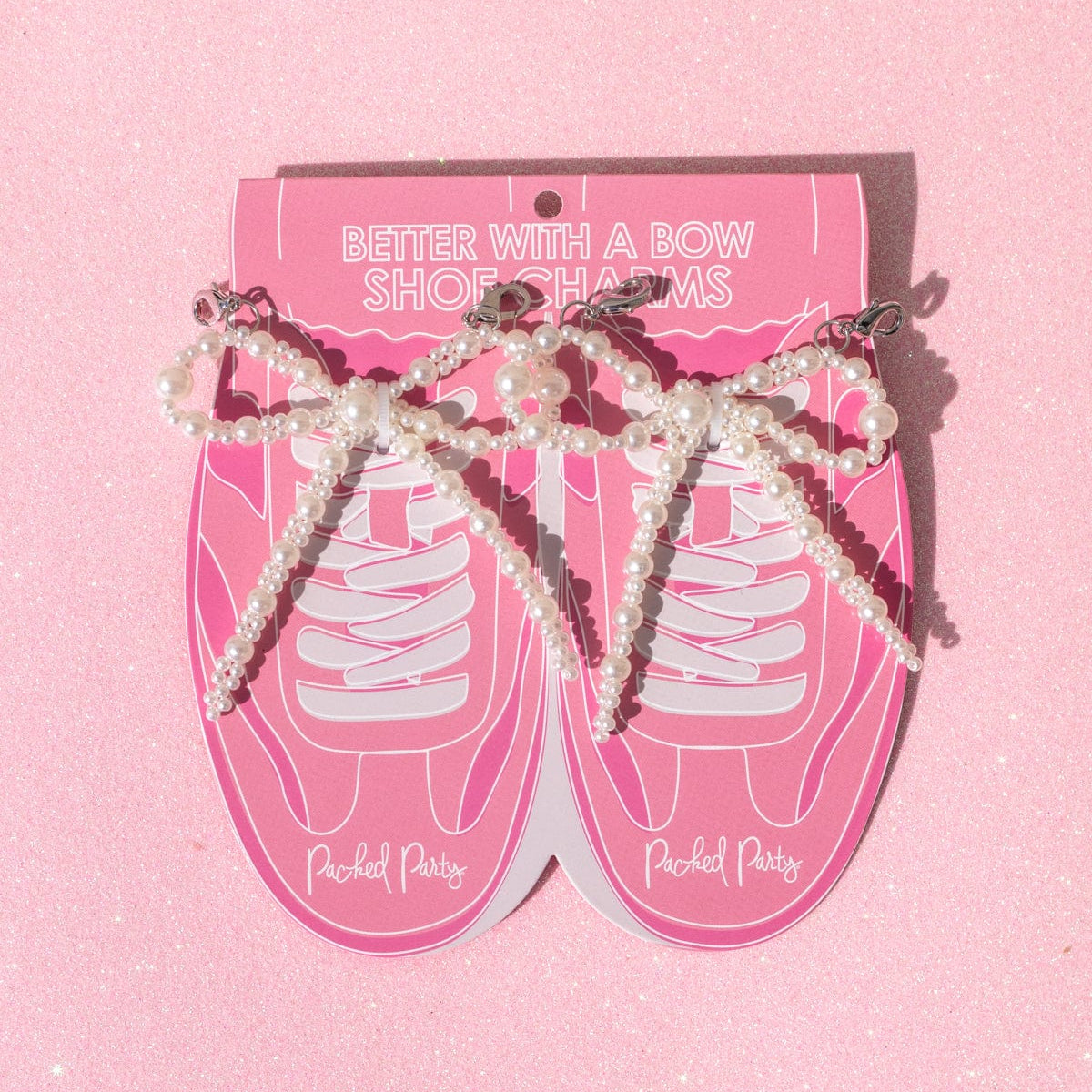 Shoe Charm Set  - White Pearl Bows