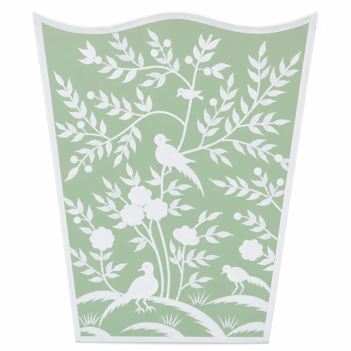 Green Bird & Vine Wastepaper Basket & Tissue (2 Options)