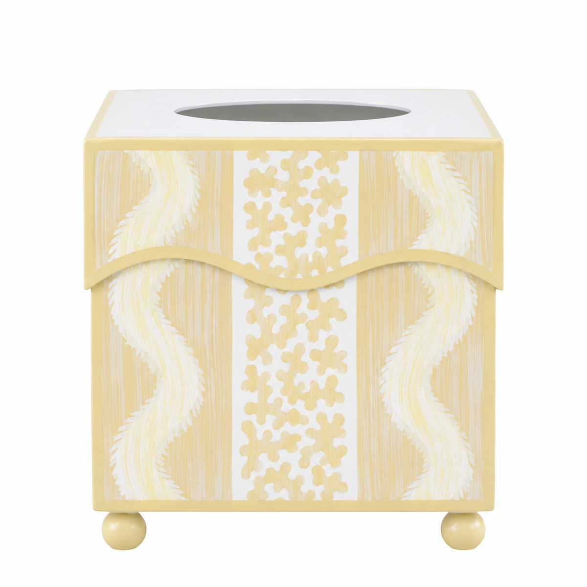 Yellow Ikat Wastepaper Basket & Tissue (2 Options)