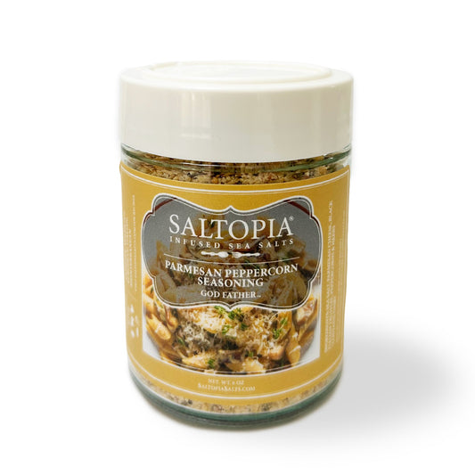 a jar of seasoning with a white lid