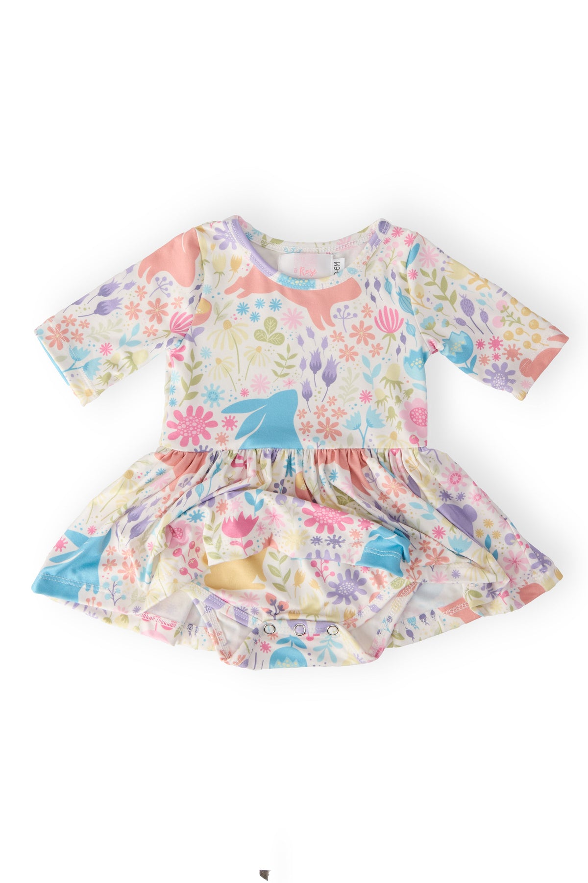 a baby dress with a floral pattern