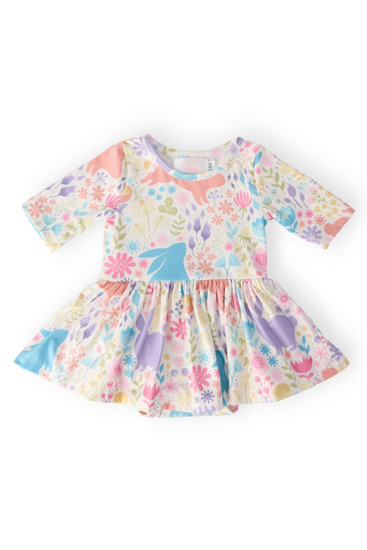 a baby dress with a floral pattern