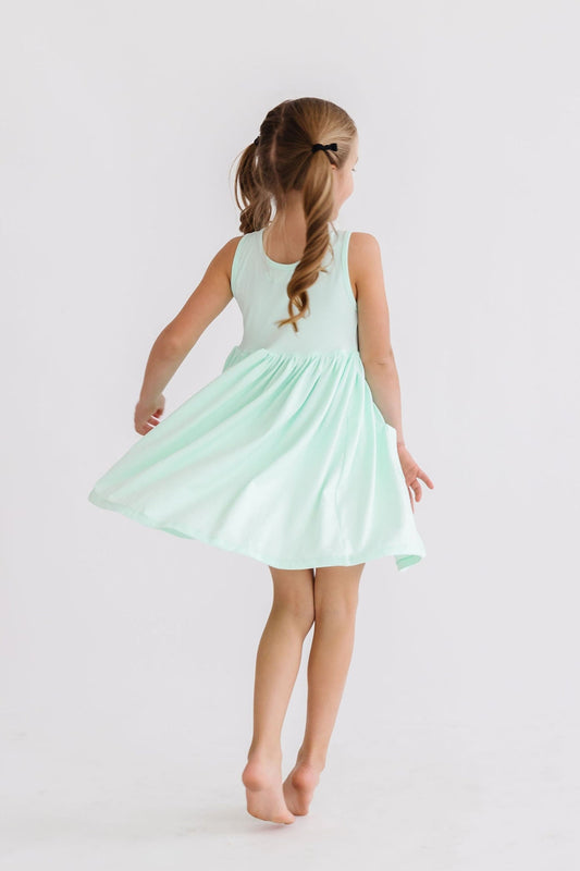 SALE Pastel Green Tank Pocket Twirl Dress