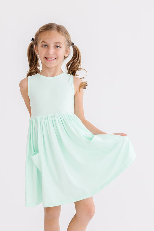 SALE Pastel Green Tank Pocket Twirl Dress
