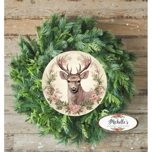 Pastel Winter Victorian Reindeer Sign - Wreath Enhancement