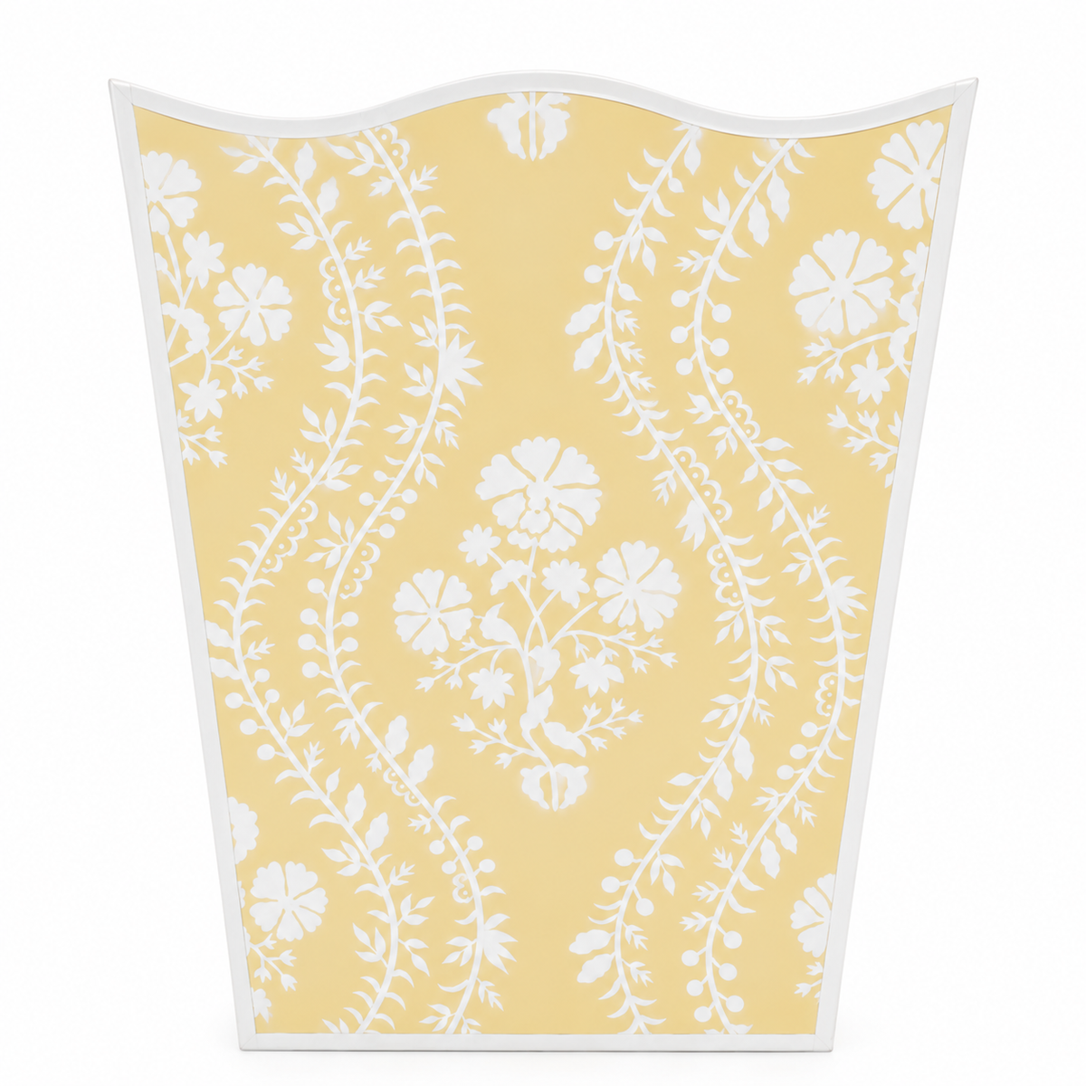 Butter Yellow Floral Trellis Wastepaper Basket & Tissue (2 Options)