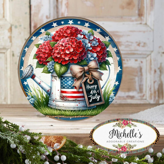 Patriotic Happy 4th Watering Can Sign