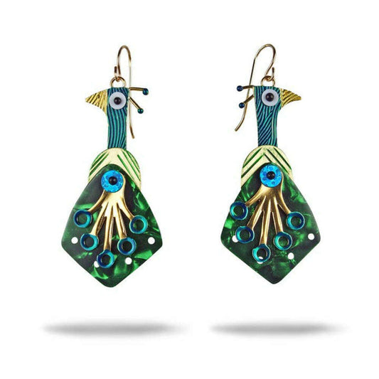 Peacock Earrings by Chickenscratch