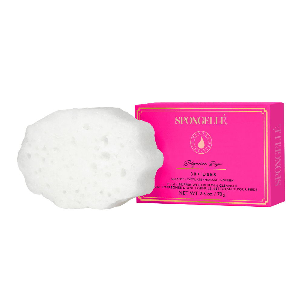 a pink box with a white sponge on it