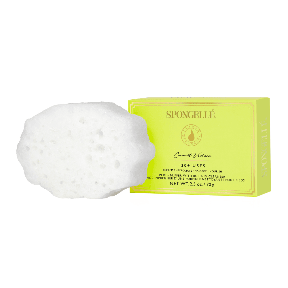 a white sponge on a yellow box