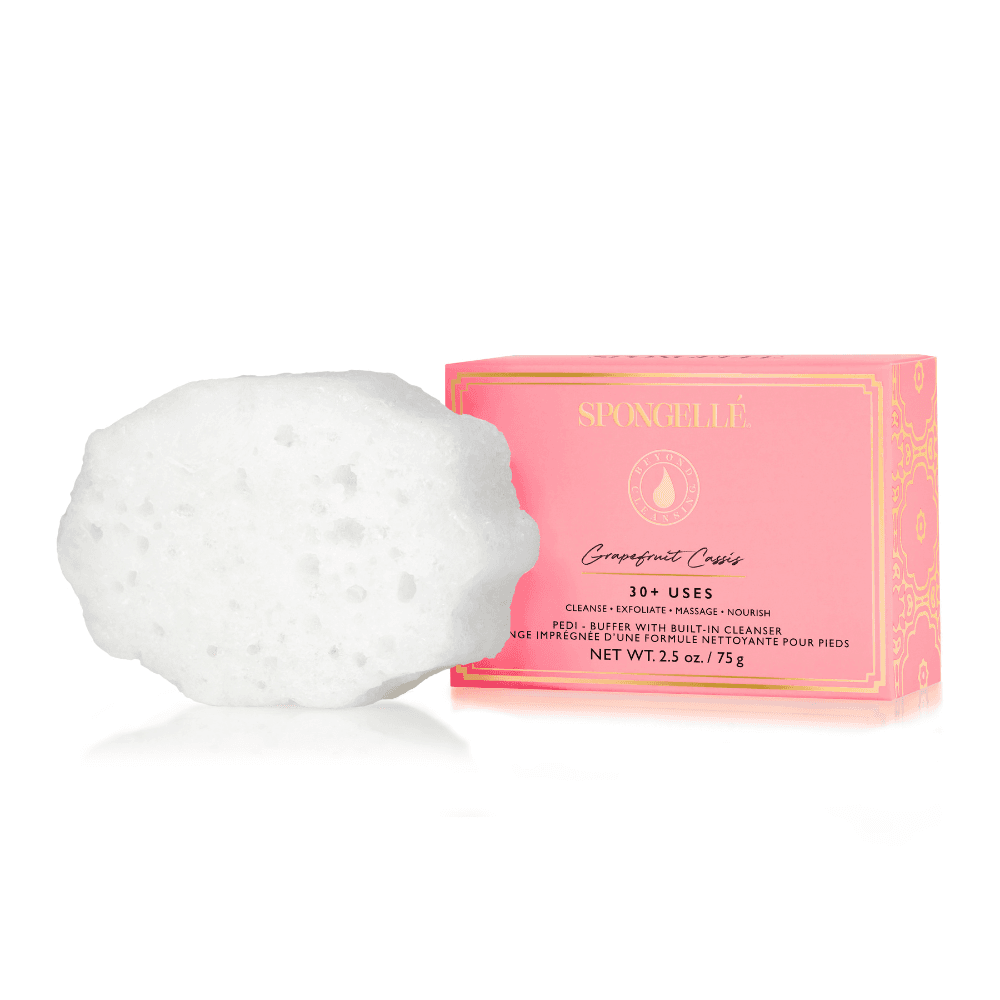 a pink box with a white sponge on it
