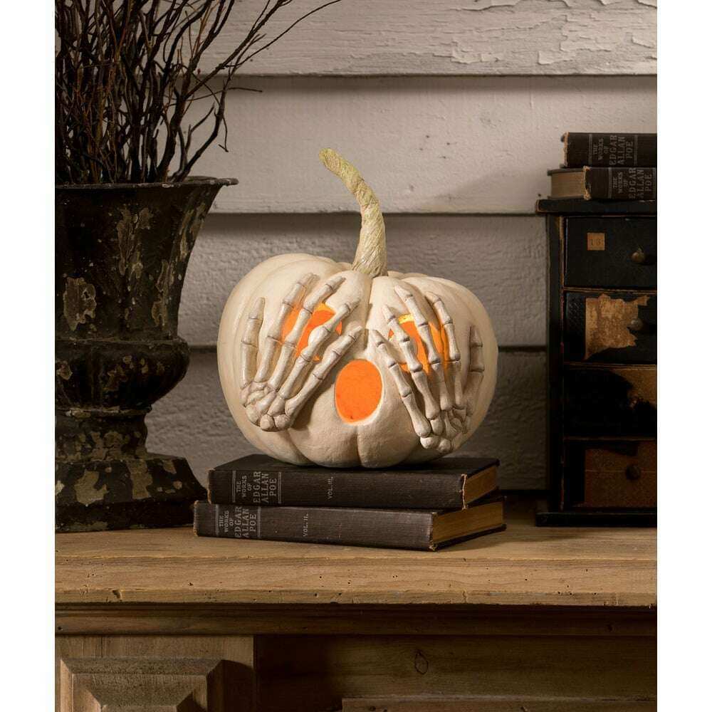 Peek-a-Boo Pumpkin White | Halloween Decor | Bethany Lowe Designs