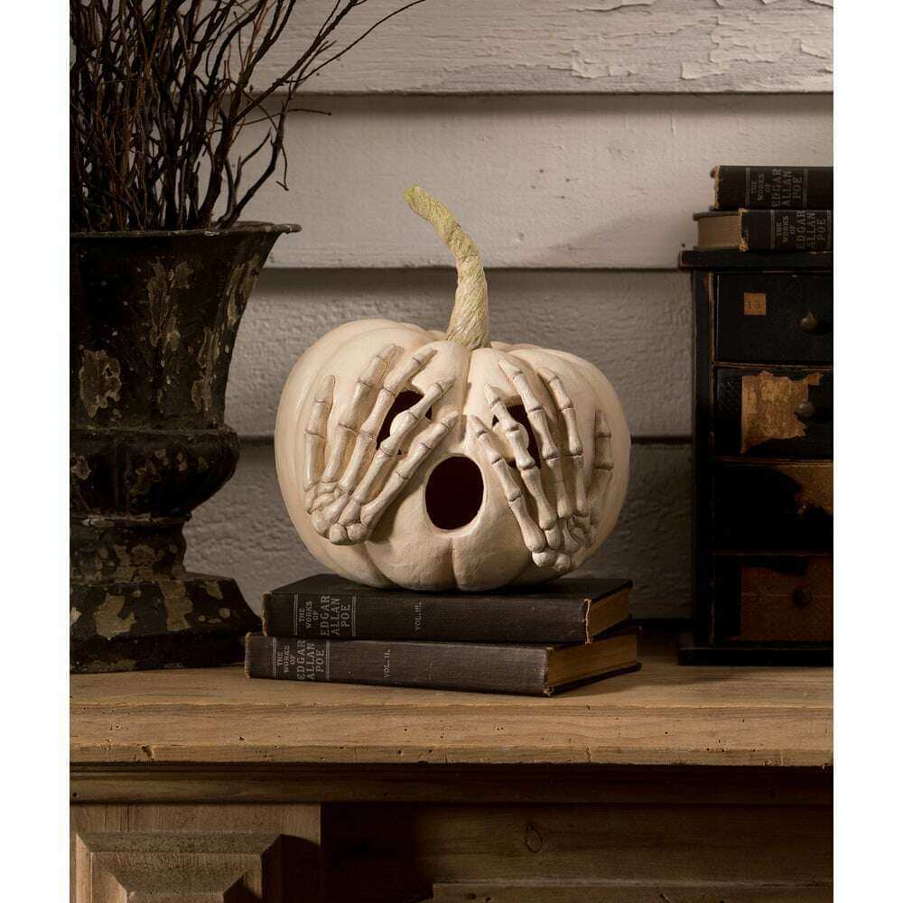 Peek-a-Boo Pumpkin White | Halloween Decor | Bethany Lowe Designs