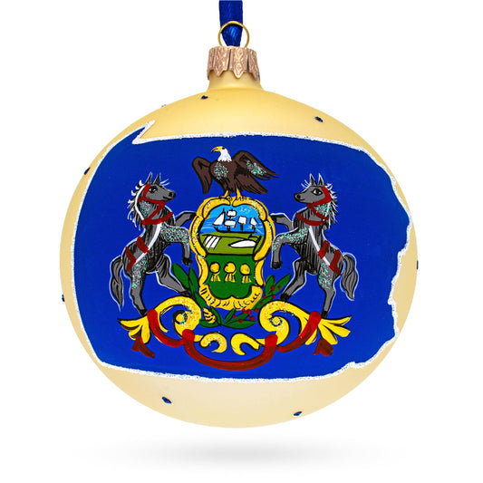Pennsylvania State, USA Glass Ball Christmas Ornament 4 Inches