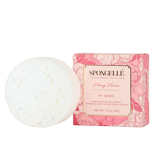 a pink and white sponge with a pink box