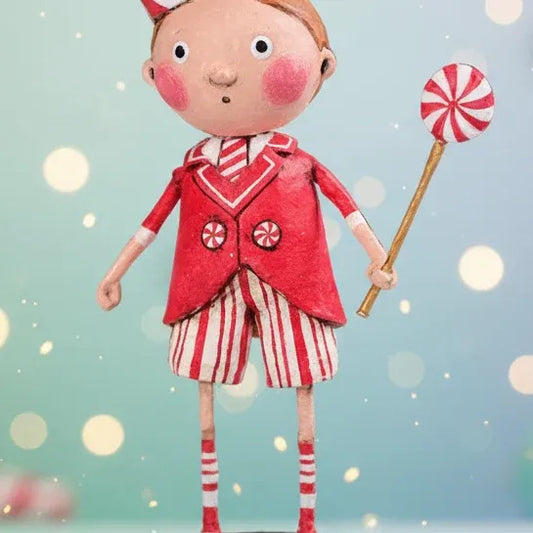 Peppermint Pete Christmas Figurine by Lori Mitchell - SHIPS AUGUST