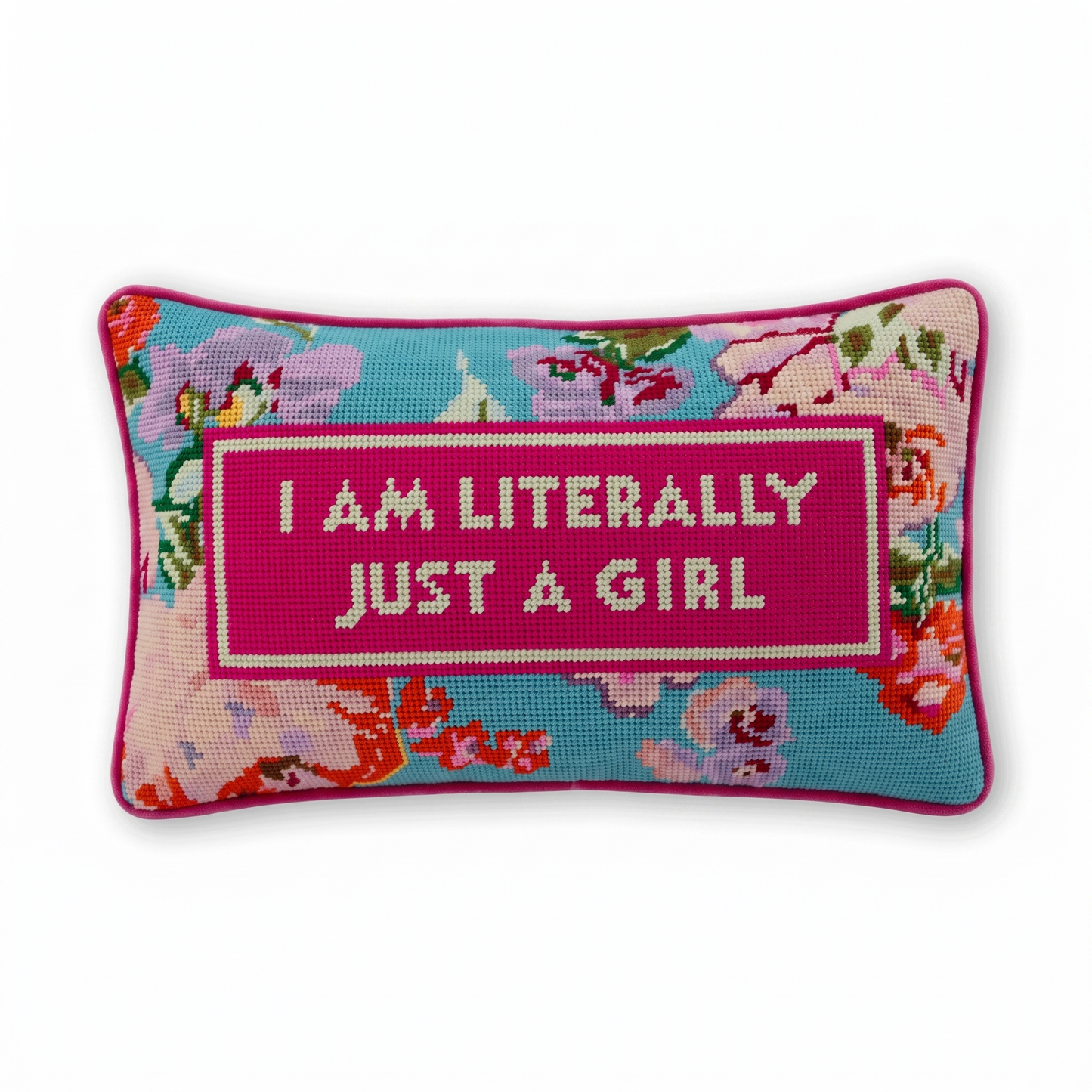 Just A Girl Needlepoint Pillow