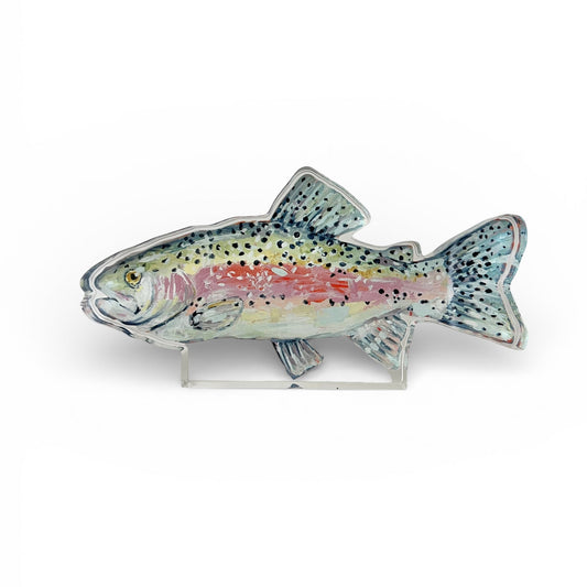 Chasing Rainbows Trout Fish Acrylic Tabletop Art