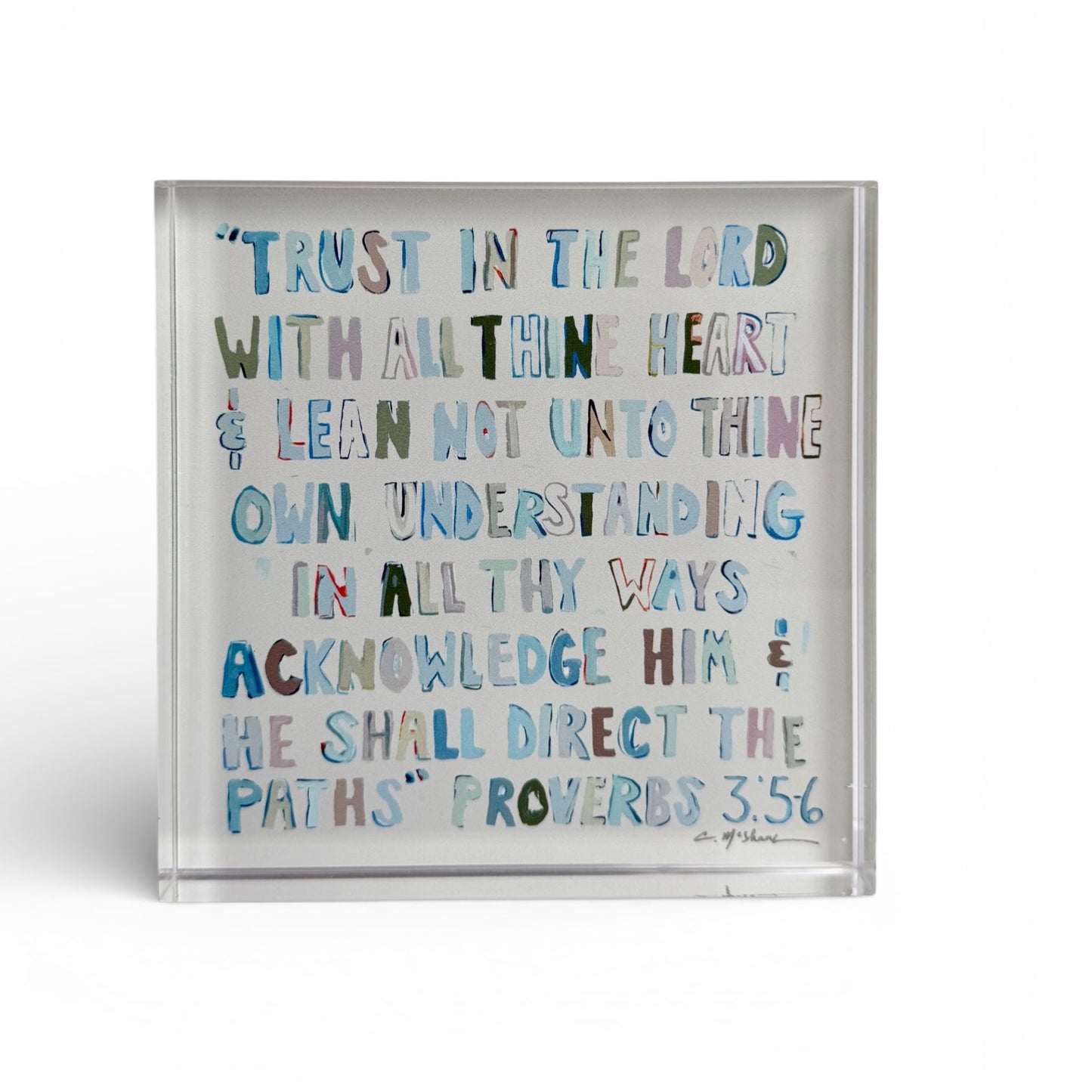 Proverbs 3:5-6 Neutral Acrylic Tabletop Art