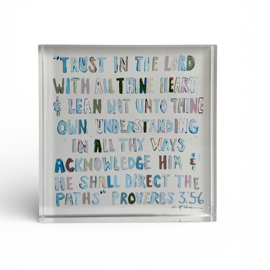 Proverbs 3:5-6 Neutral Acrylic Tabletop Art