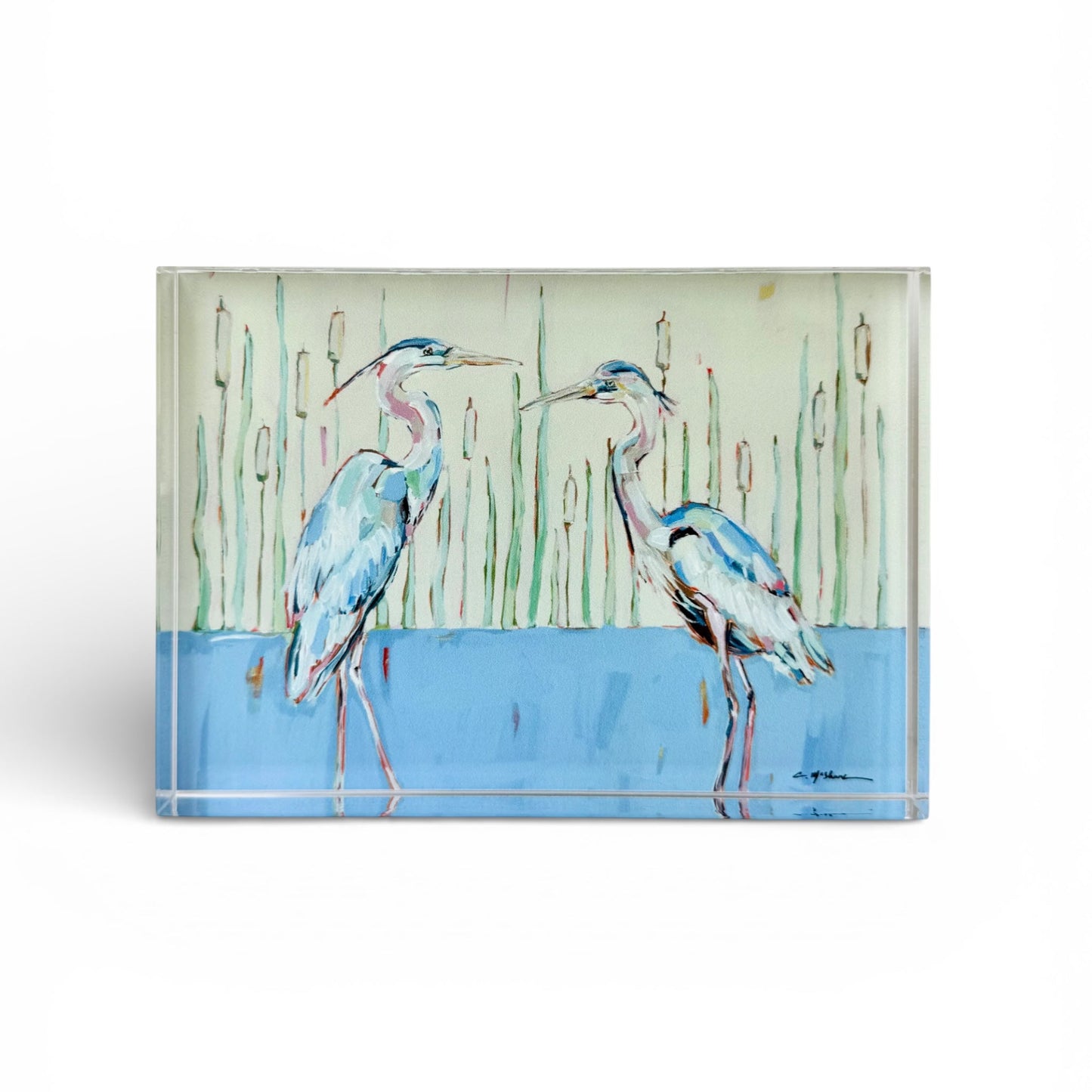 Blue Herons Acrylic Tabletop Art