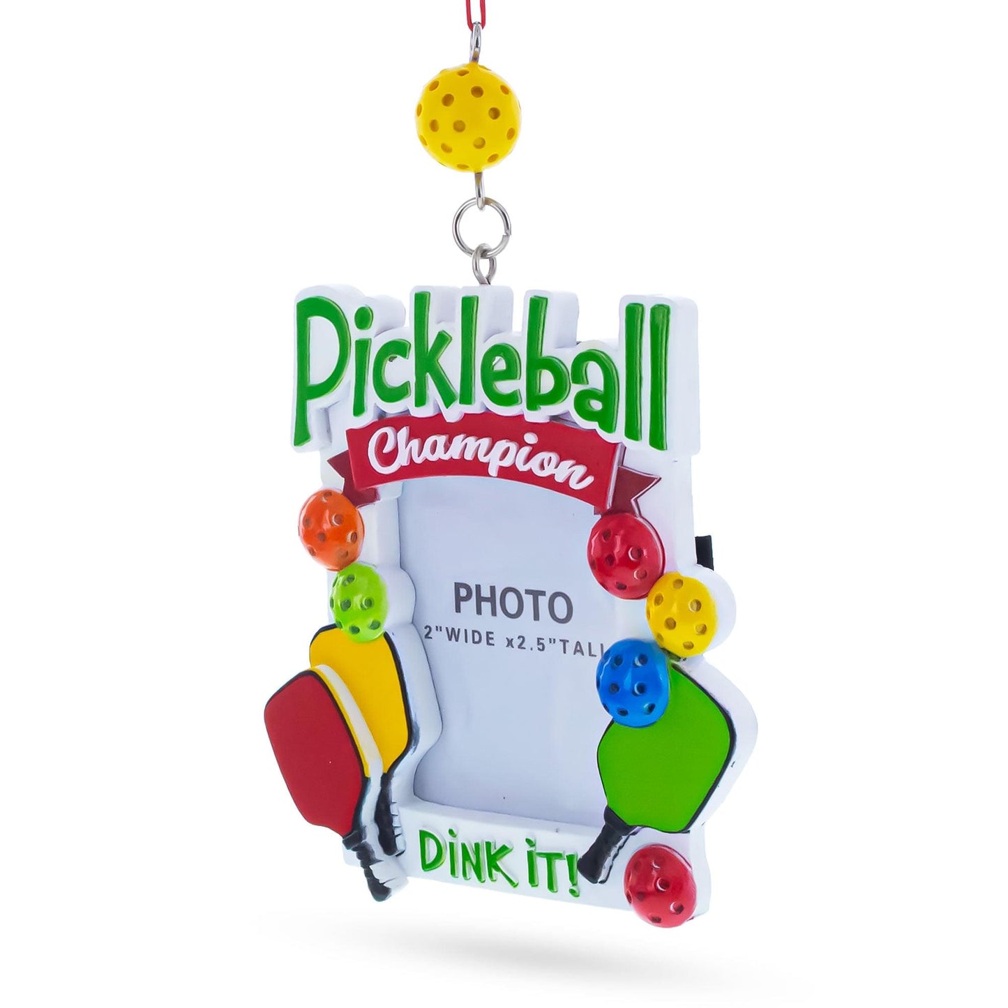 Pickleball Champion Photo Frame Resin Christmas Ornament