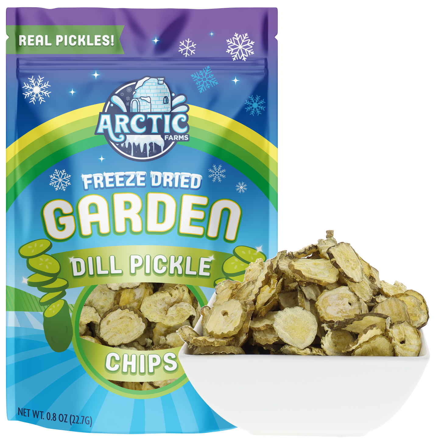 Freeze Dried Dill Pickle Chips (Less Salty)