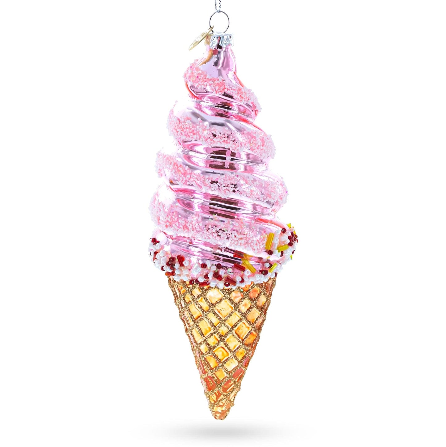 Pink Ice Cream Glass Christmas Ornament