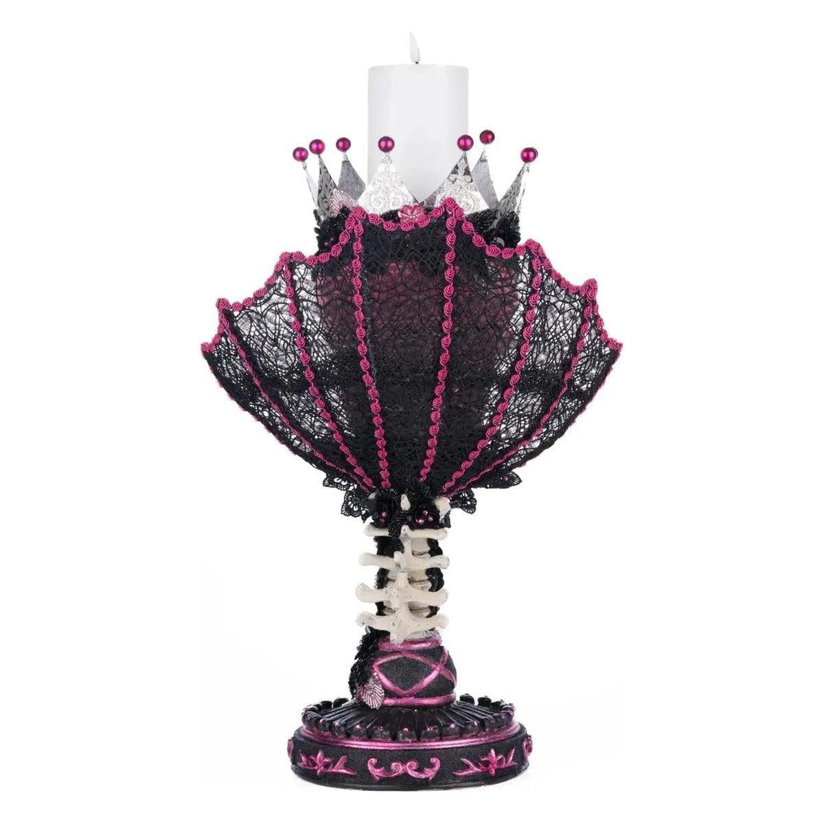 Pink Passion Skull Pillar Candle Holder
