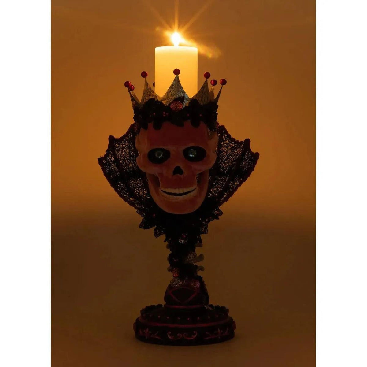 Pink Passion Skull Pillar Candle Holder